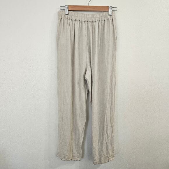 MADEWELL Pull-On Straight Crop Linen Pant in Natural Undyed Size 2 - Picture 2 of 12